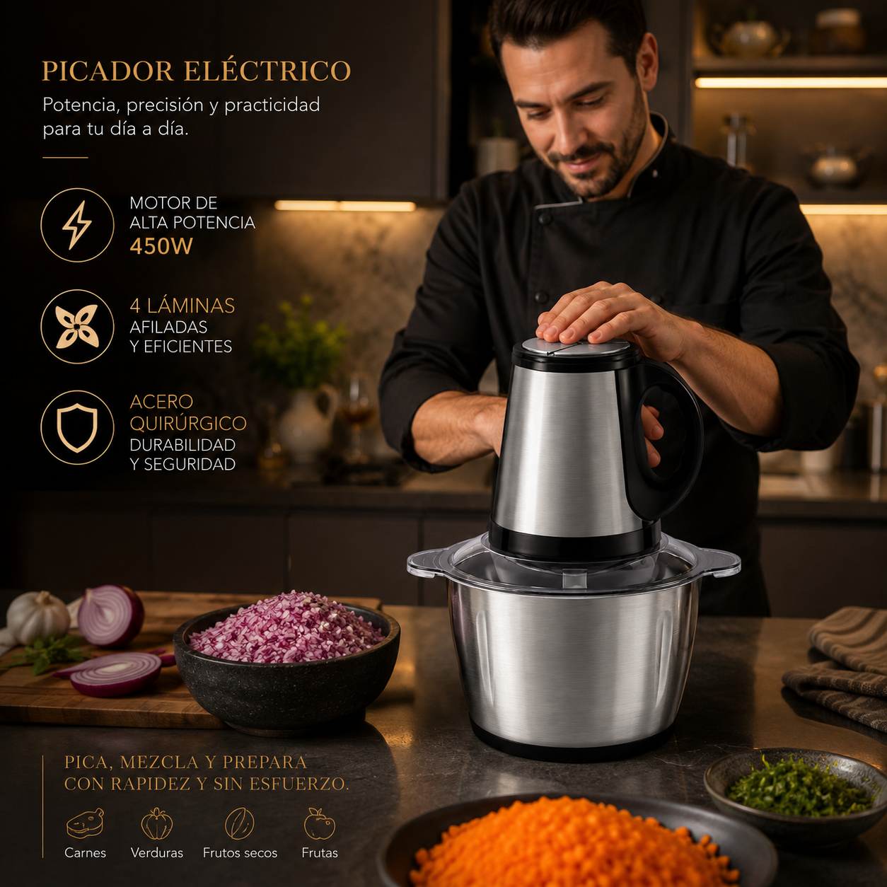 PROCESADOR ELÉCTRICO ACERO INOXIDABLE - PROMOCIÓN