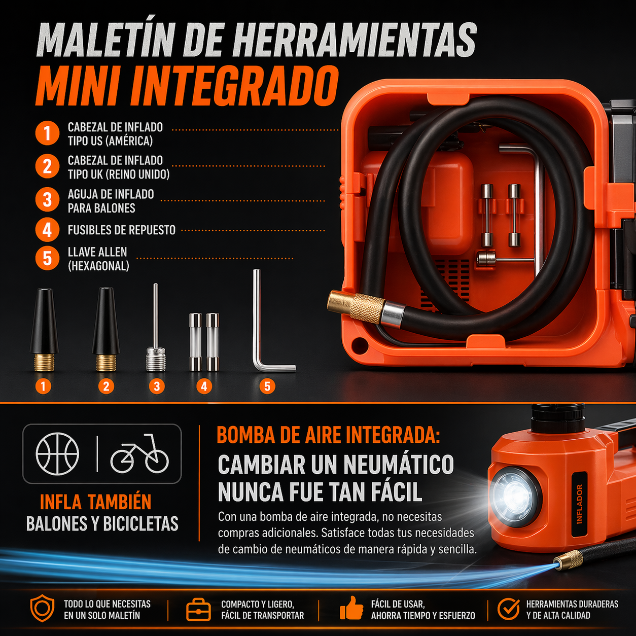 KIT COMPRESOR PORTÁTIL + REGALOS - PROMOCIÓN SOLO HOY